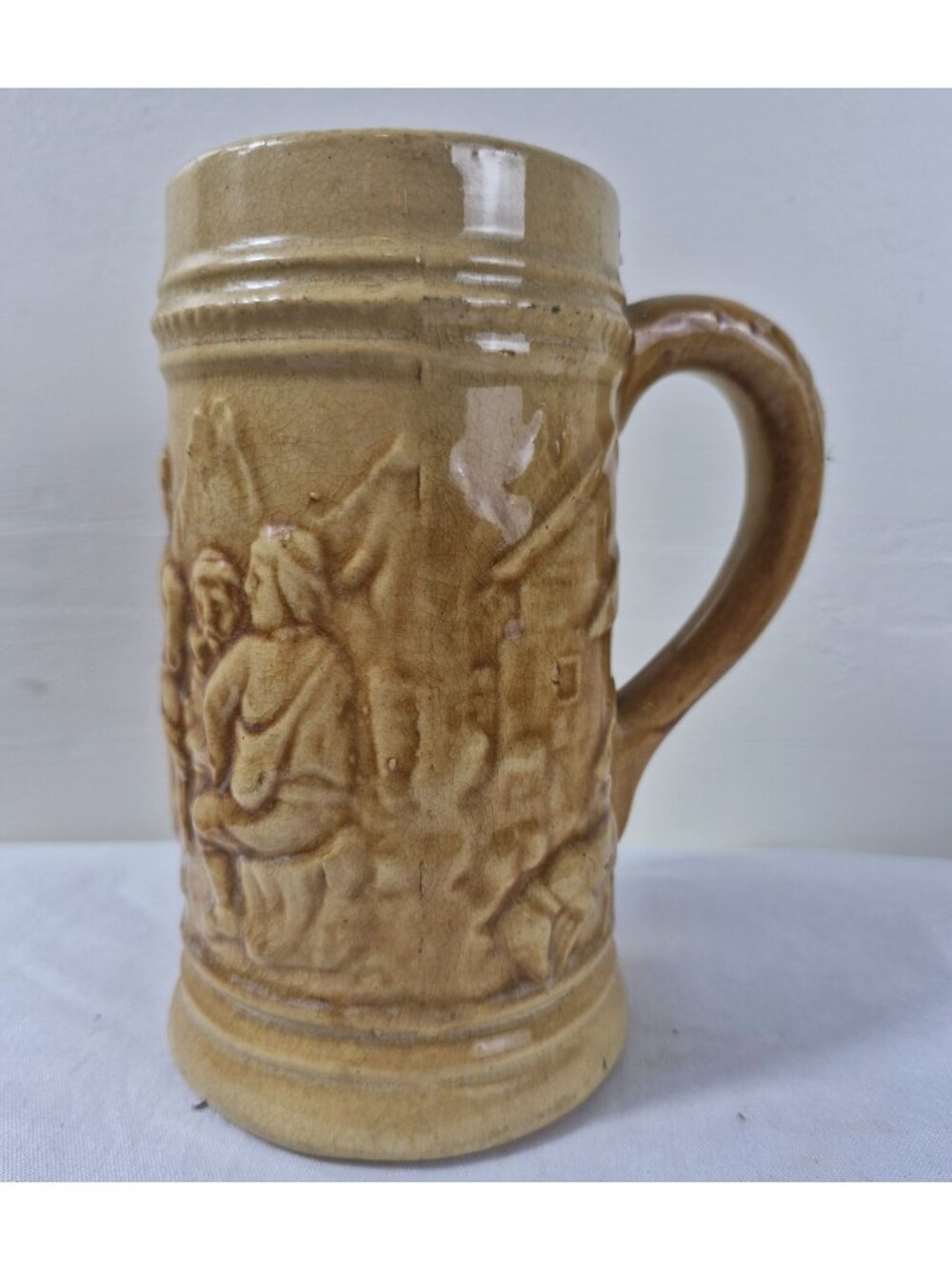 Antique Hull Pottery Circle H #492 Alpine Beer Stein Tavern Mug Relief